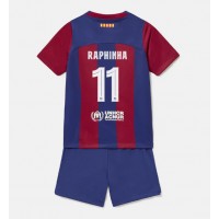 Billiga Barcelona Raphinha Belloli #11 Barnkläder Hemma fotbollskläder till baby 2023-24 Kortärmad (+ Korta byxor)